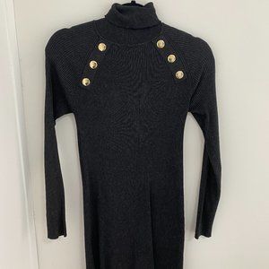 Zara Tight Knit Dress with Gold Buttons